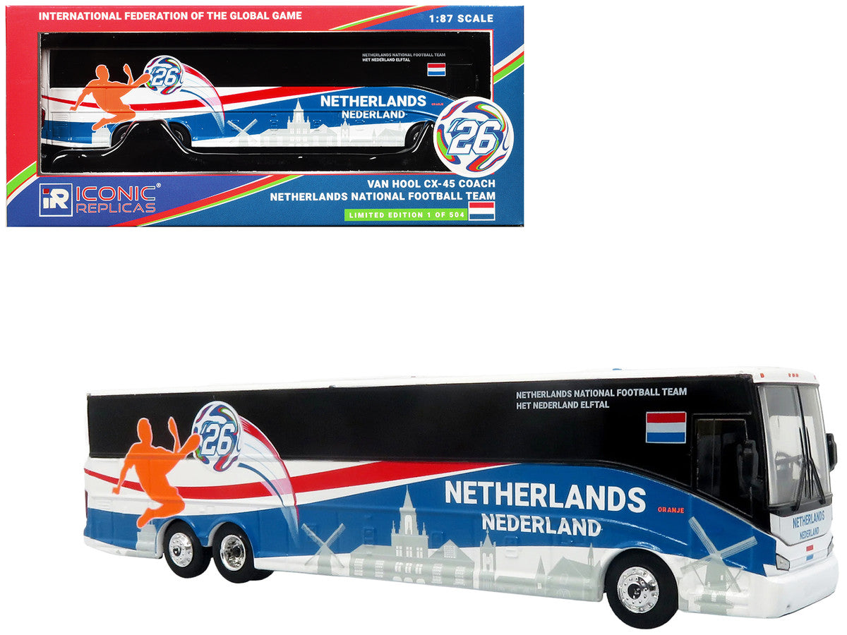 Van Hool CX-45 Coach Bus "Netherlands National Football Team" White with Graphics "International Federation of the Global Game" Series Limited Edition to 504 pieces Worldwide 1/87 (HO) Diecast Model by Iconic Replicas-4