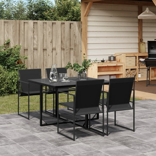 vidaXL Patio Dining Set Table and Chair Garden Outdoor Furniture Black Textilene VidaXL