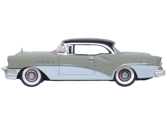 1955 Buick Century Windsor Gray and Dover White with Carlsbad Black Top 1/87 (HO) Scale Diecast Model Car by Oxford Diecast Oxford Diecast