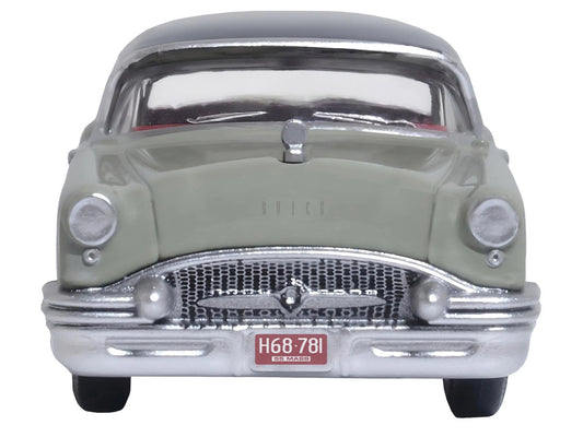 1955 Buick Century Windsor Gray and Dover White with Carlsbad Black Top 1/87 (HO) Scale Diecast Model Car by Oxford Diecast Oxford Diecast