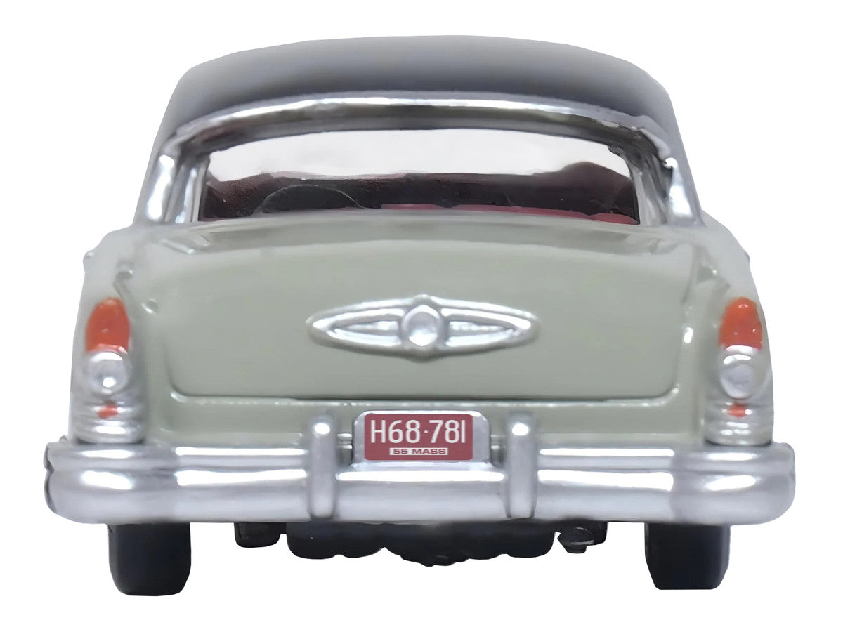 1955 Buick Century Windsor Gray and Dover White with Carlsbad Black Top 1/87 (HO) Scale Diecast Model Car by Oxford Diecast Oxford Diecast