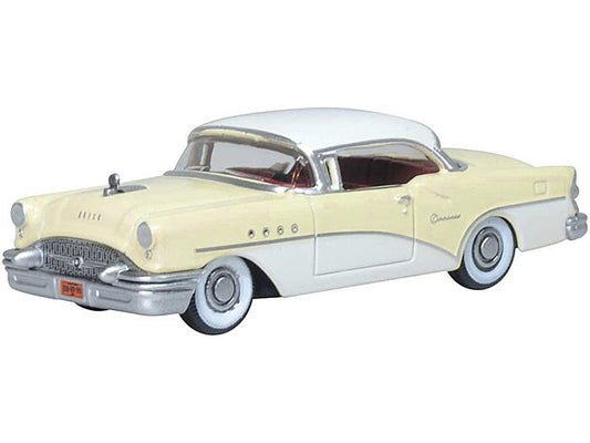 1955 Buick Century Condor Yellow and Dover White with Red Interior 1/87 (HO) Scale Diecast Model Car by Oxford Diecast Oxford Diecast