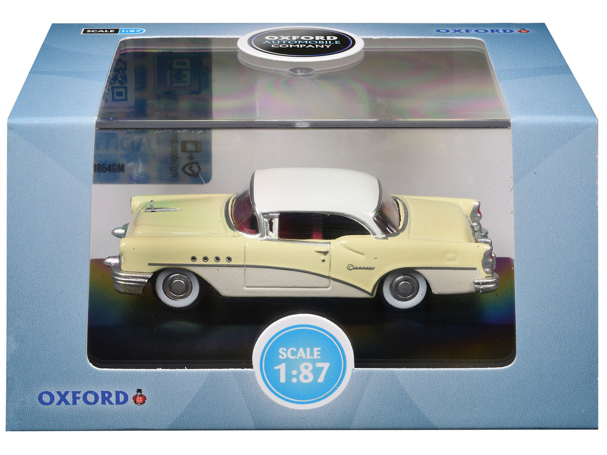 1955 Buick Century Condor Yellow and Dover White with Red Interior 1/87 (HO) Scale Diecast Model Car by Oxford Diecast Oxford Diecast