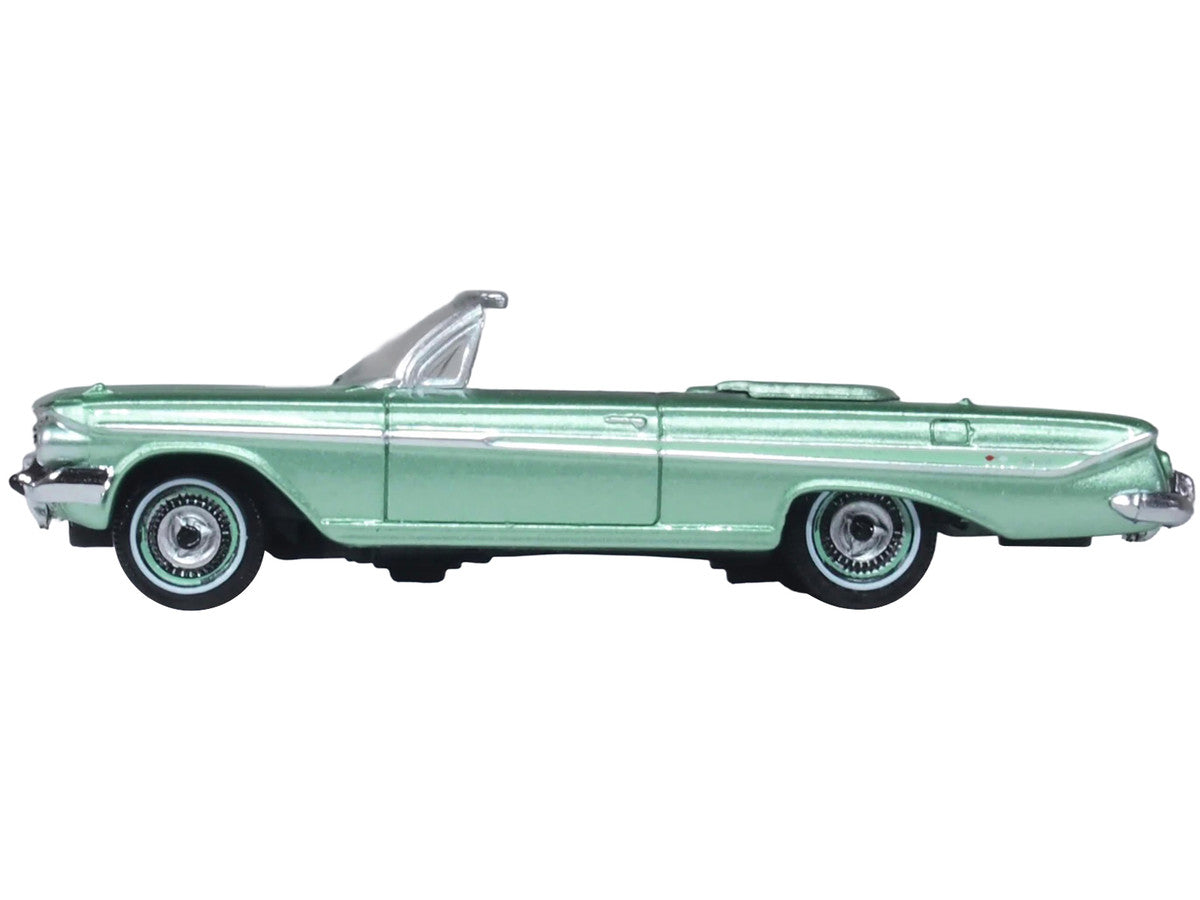 1961 Chevrolet Impala Convertible Arbor Green Metallic with Green Interior 1/87 (HO) Scale Diecast Model Car by Oxford Diecast Oxford Diecast