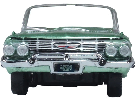 1961 Chevrolet Impala Convertible Arbor Green Metallic with Green Interior 1/87 (HO) Scale Diecast Model Car by Oxford Diecast Oxford Diecast