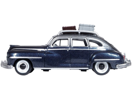 1946 DeSoto Suburban with Roof Rack and Luggage Butterfly Blue Metallic with Crystal Gray Top 1/87 (HO) Scale Diecast Model Car by Oxford Diecast Oxford Diecast