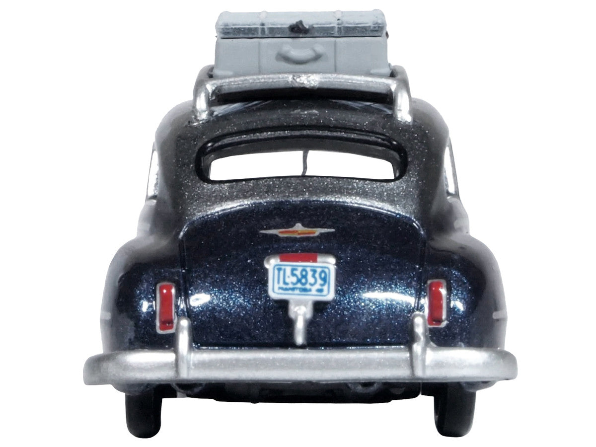 1946 DeSoto Suburban with Roof Rack and Luggage Butterfly Blue Metallic with Crystal Gray Top 1/87 (HO) Scale Diecast Model Car by Oxford Diecast Oxford Diecast