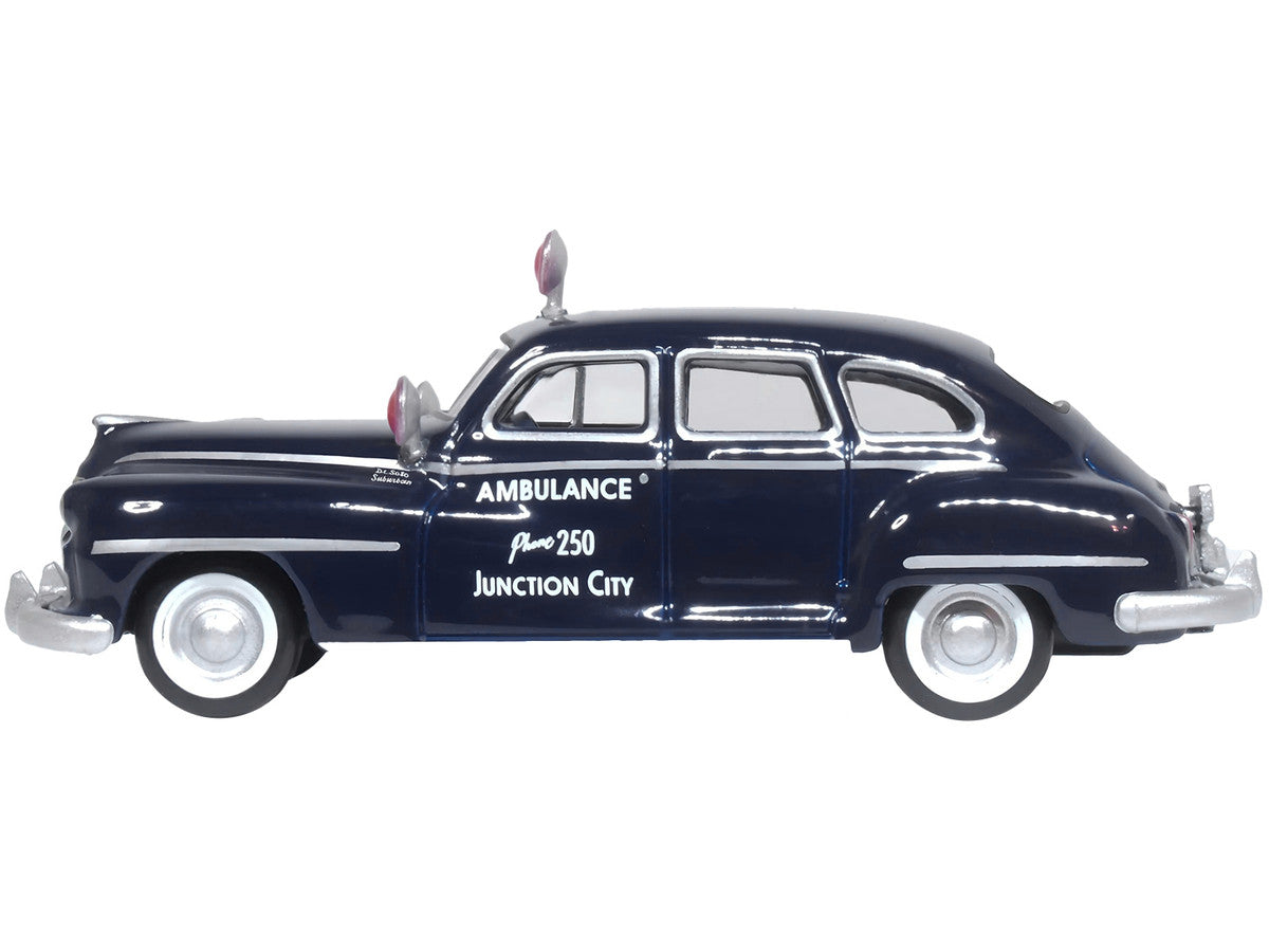 1946 DeSoto Suburban Ambulance Dark Blue "Junction City Ambulance" 1/87 (HO) Scale Diecast Model Car by Oxford Diecast Oxford Diecast