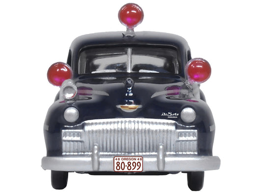1946 DeSoto Suburban Ambulance Dark Blue "Junction City Ambulance" 1/87 (HO) Scale Diecast Model Car by Oxford Diecast Oxford Diecast