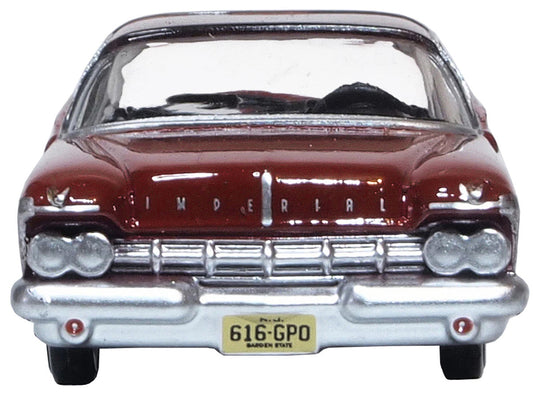 1959 Chrysler Imperial Crown 2 Door Hardtop Radiant Red with Black Top 1/87 (HO) Scale Diecast Model Car by Oxford Diecast Oxford Diecast