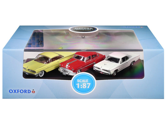 Pontiac Set of 3 Cars "100th Anniversary 2026" 1/87 (HO) Scale Diecast Model Cars by Oxford Diecast Oxford Diecast