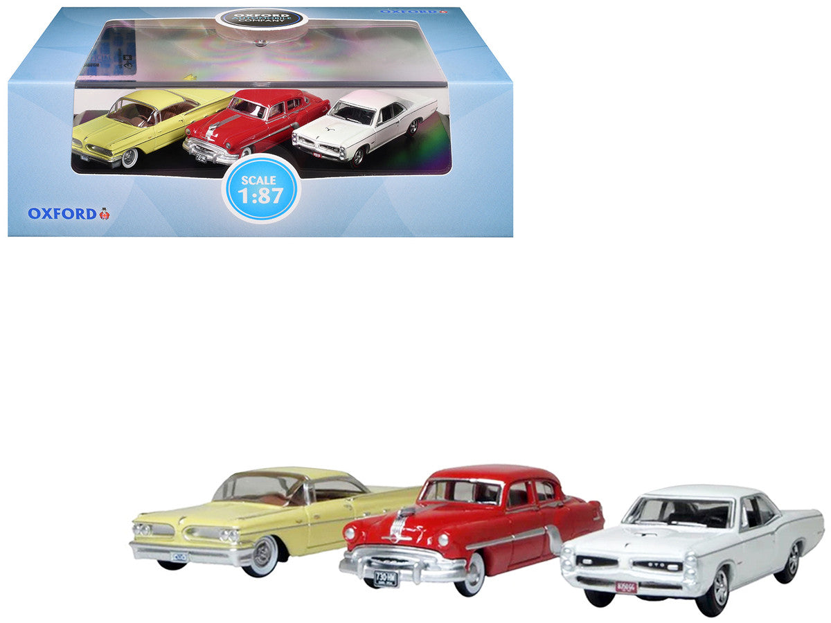 Pontiac Set of 3 Cars "100th Anniversary 2026" 1/87 (HO) Scale Diecast Model Cars by Oxford Diecast Oxford Diecast