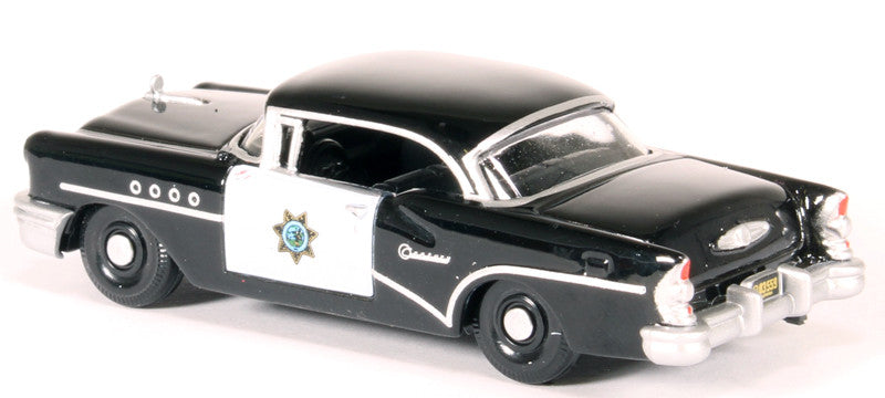 1955 Buick Century "California Highway Patrol" (CHP) Black 1/87 (HO) Scale Diecast Model Car by Oxford Diecast Oxford Diecast