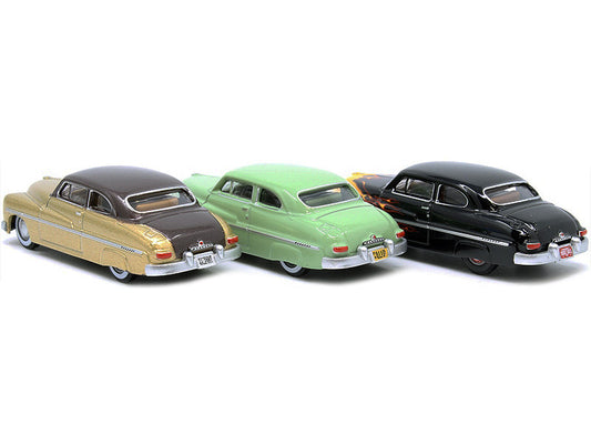 1949 Mercury Set of 3 Cars "70th Anniversary" 1/87 (HO) Scale Diecast Model Cars by Oxford Diecast-1