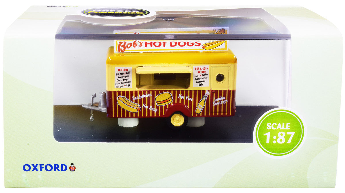 "Bob's Hot Dogs" Mobile Food Trailer 1/87 (HO) Scale Diecast Model by Oxford Diecast Oxford Diecast