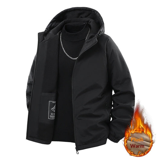 Men's Casual Fleece-lined Thick Hooded Jacket Best YouTube Store