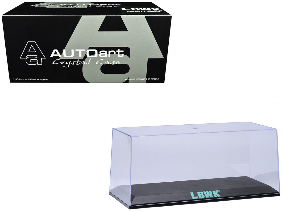 Collectible Display Show Case with Black Plastic Base and Green "LBWK" Logo for 1/18-1/24 Scale Model Cars by Autoart Autoart