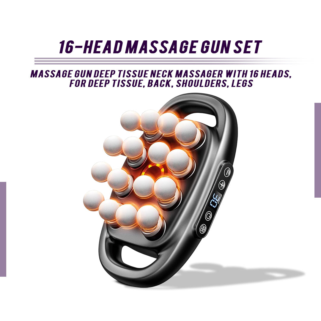16-Head Muscle Massage Gun Deep Tissue Percussion Massager for Muscle Relaxation & Recovery LuxuryLifeWay Online Store
