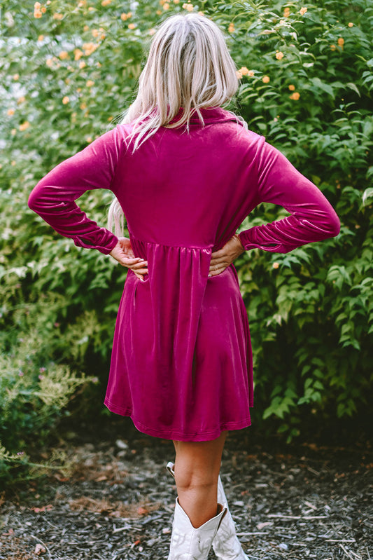 Lennon Long Sleeve Ruffle Velvet Dress-1