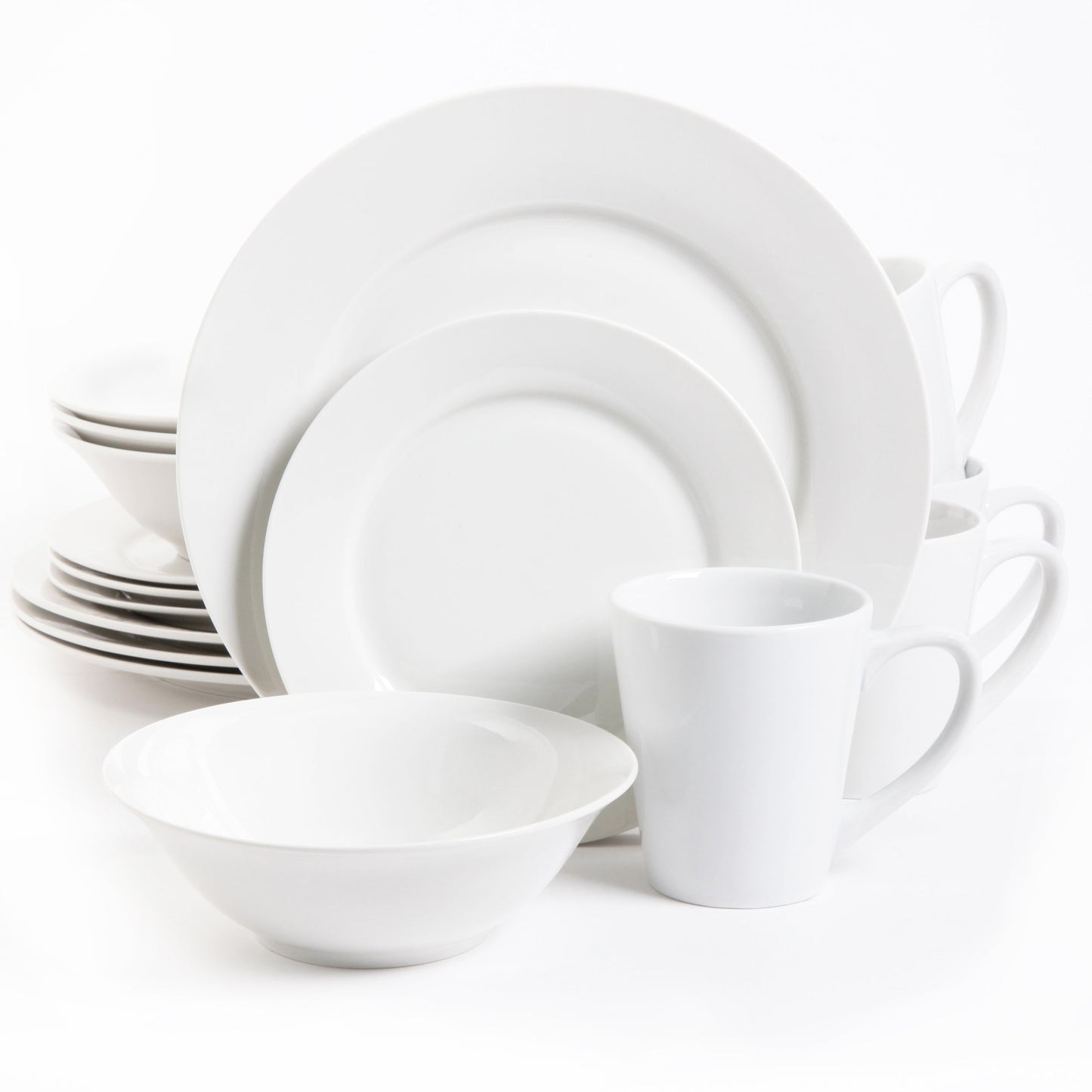 Noble Court 16 pc Dinnerware Set - White - Fine Ceramic W2B