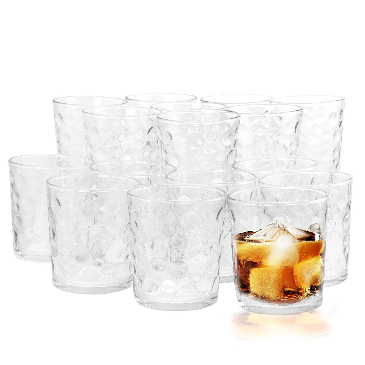 Gibson Home Great Foundations 16 Piece Tumbler and Double Old Fashioned Glass Set in Bubble Pattern W2B