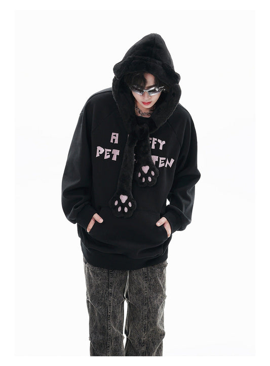Fleece-lined Hooded Loose Pullover Sweatershirt Best YouTube Store