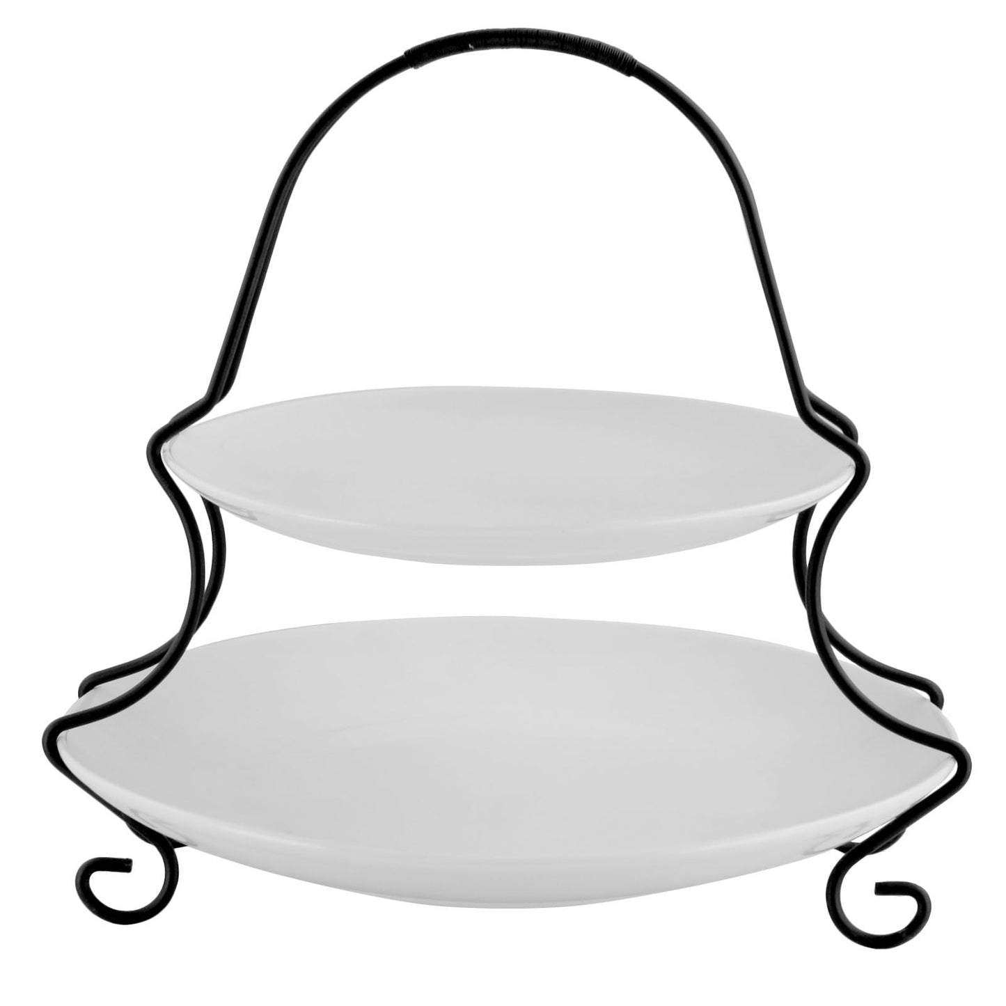 Gibson Elite Splendid Grace 2 Tiered Serving Set with Metal Rack in White W2B