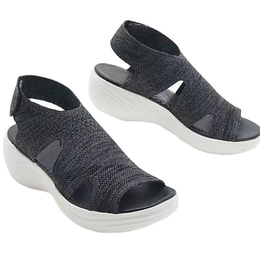 Women's Mesh Wedge Soft Sole Casual Sports Flat Fly Knit Sandals Shoes LadyShow.Store