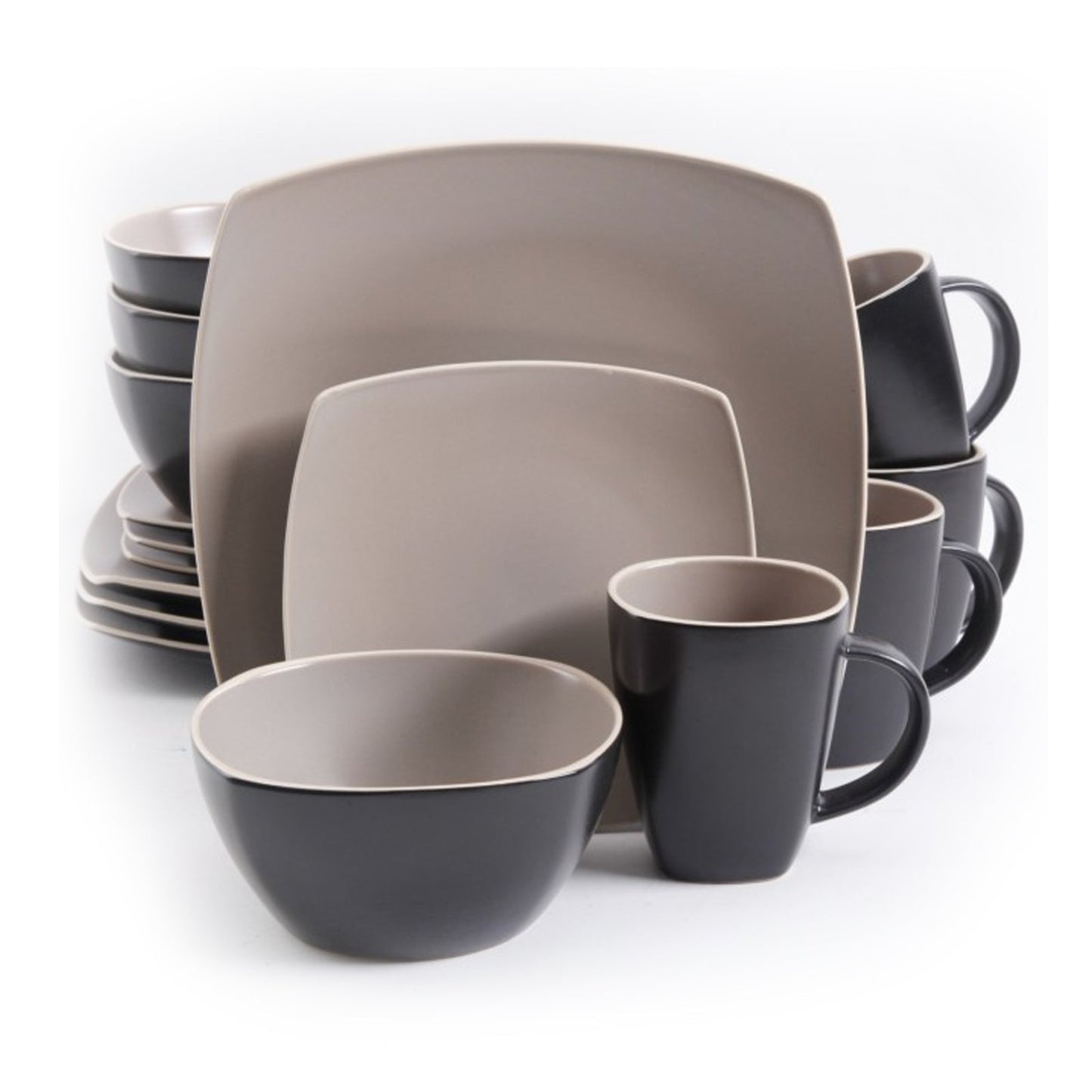 Gibson Soho Lounge Matte 16-Piece Dinnerware Set, Taupe W2B