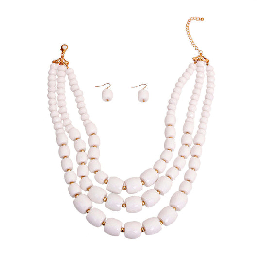 White Cylinder Bead Necklace W2B