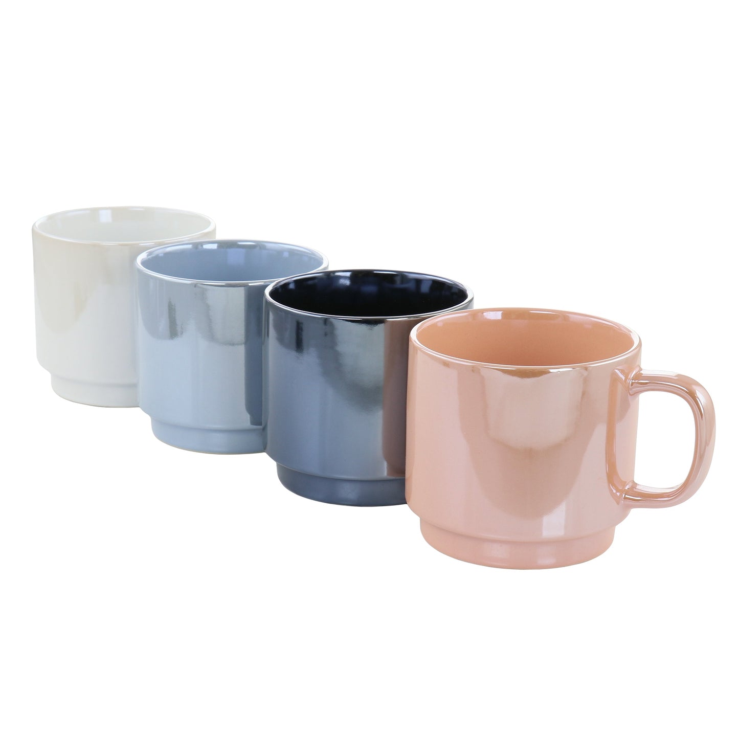 Mr. Coffee Cafe Celestial 4 Piece 14.8 Ounce Stoneware Pearlized Mug Set in Assorted Colors W2B