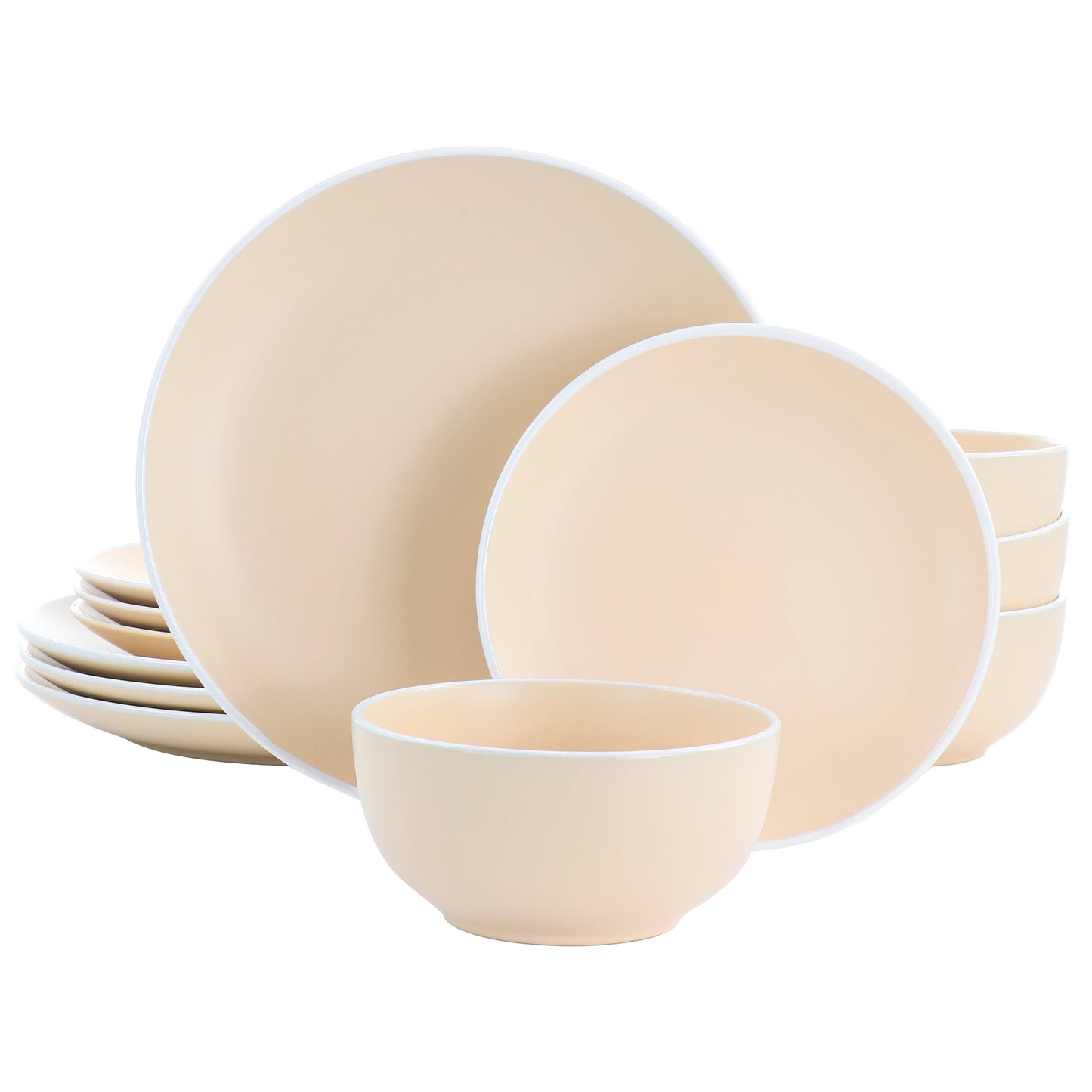 Spice by Tia Mowry Creamy Tahini 12 Piece Stoneware Dinnerware Set in Matte Orange W2B