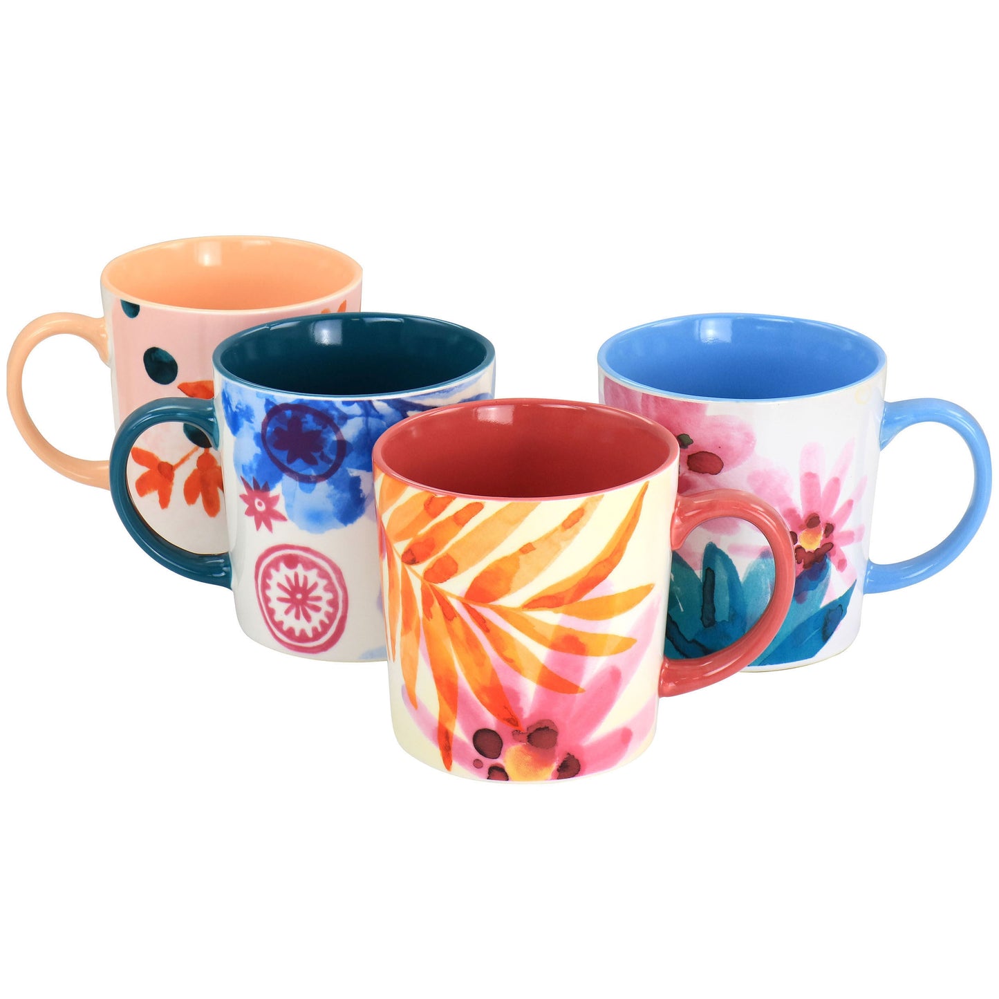 Spice by Tia Mowry Goji Blossom Fine Ceramic 4 Piece 17oz Mug Set in Multi Color W2B