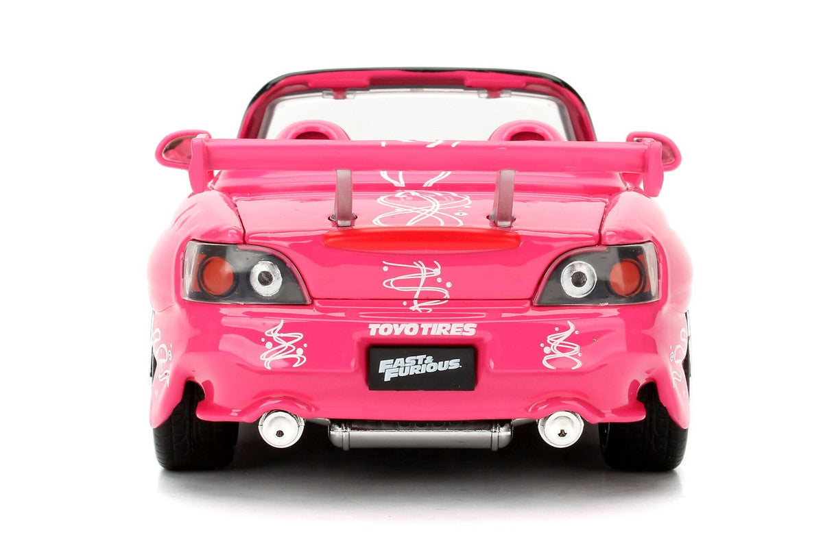 Suki's 2001 Honda S2000 Convertible Pink with Graphics "25 Years of Fast & Furious" "2 Fast 2 Furious" (2003) Movie 1/24 Diecast Model Car by Jada Jada