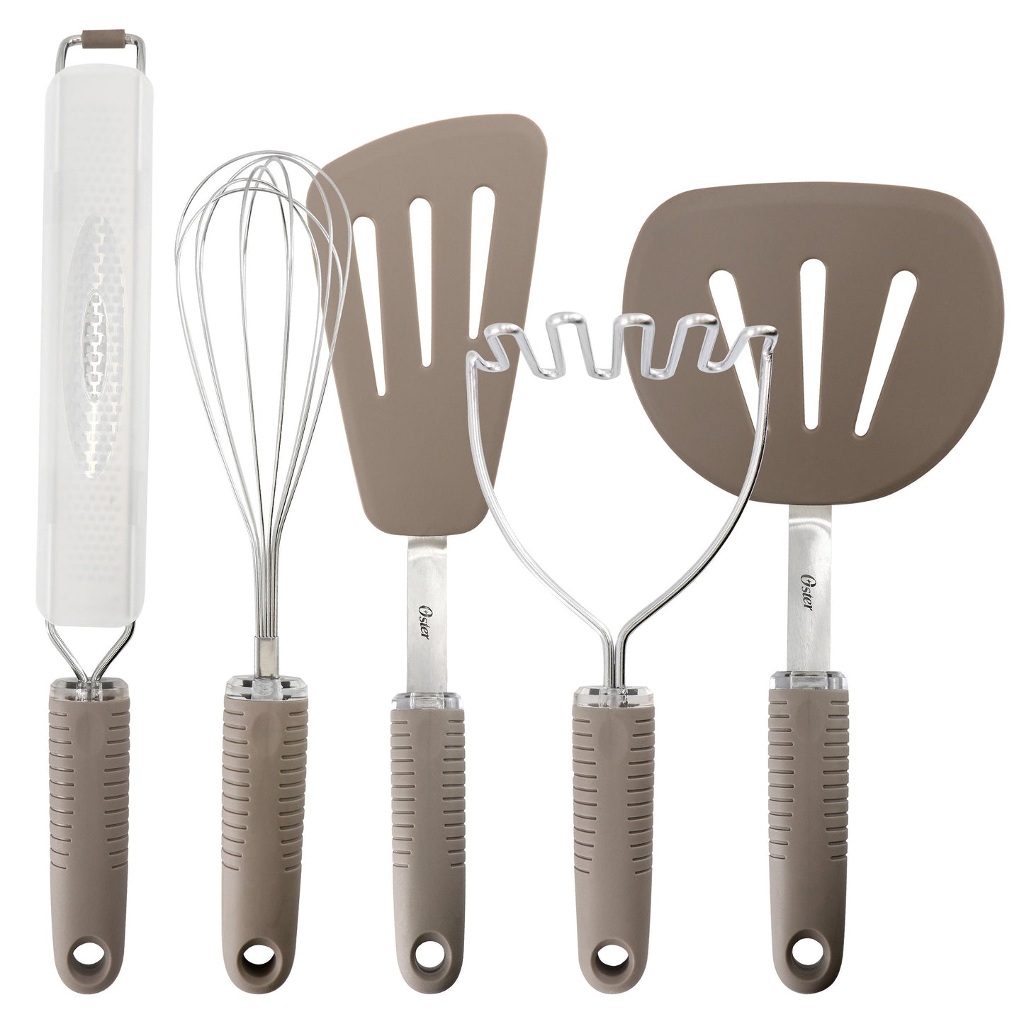 Oster Newcrest 5 Piece Prep and Cook Kitchen Tool Set in Taupe W2B