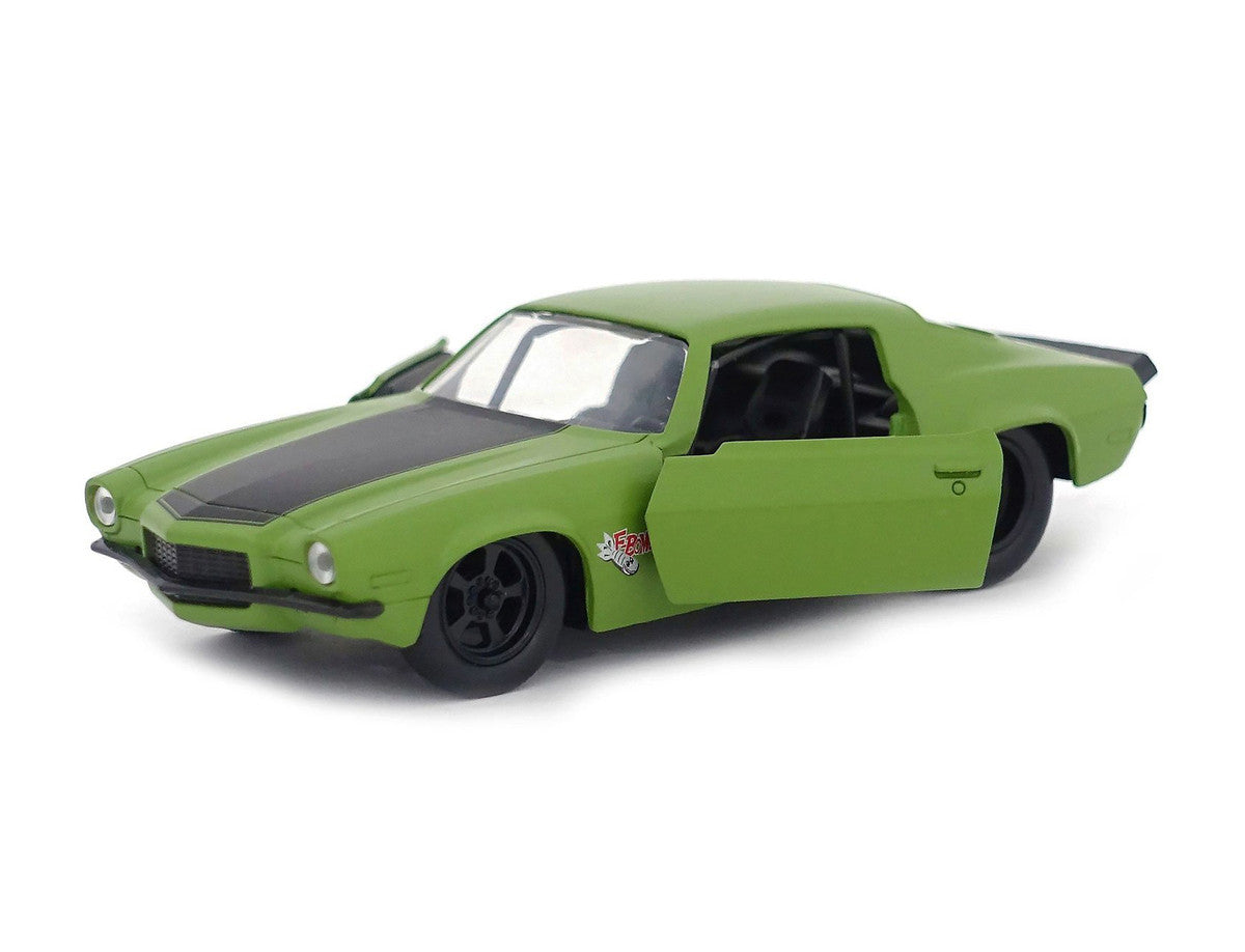 Dom's 1973 Chevrolet Camaro "F-Bomb" Matt Green with Black Hood Stripe "Fast & Furious" Movie 1/32 Diecast Model Car by Jada Jada