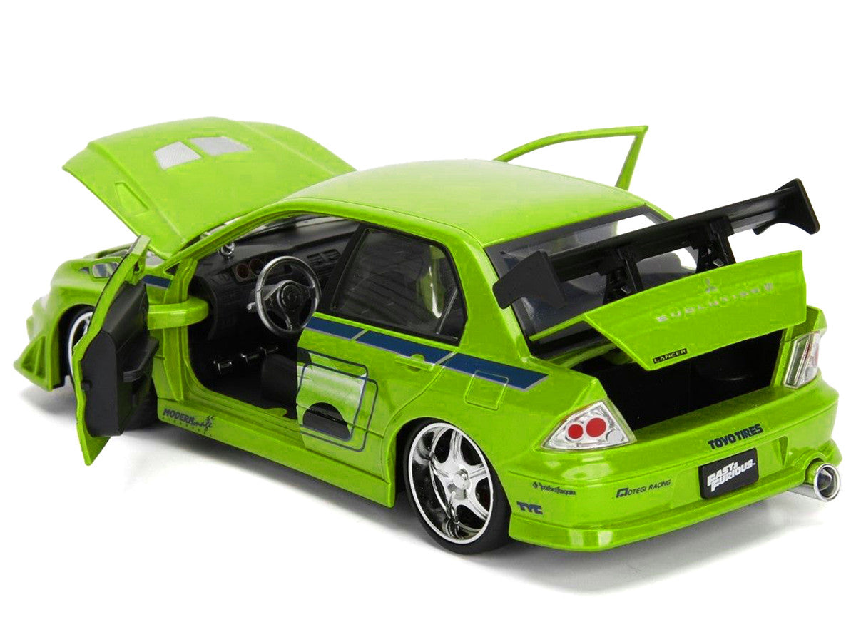 Brian's Mitsubishi Lancer Evolution VII Green with Graphics "Fast & Furious" Movie 1/24 Diecast Model Car by Jada Jada