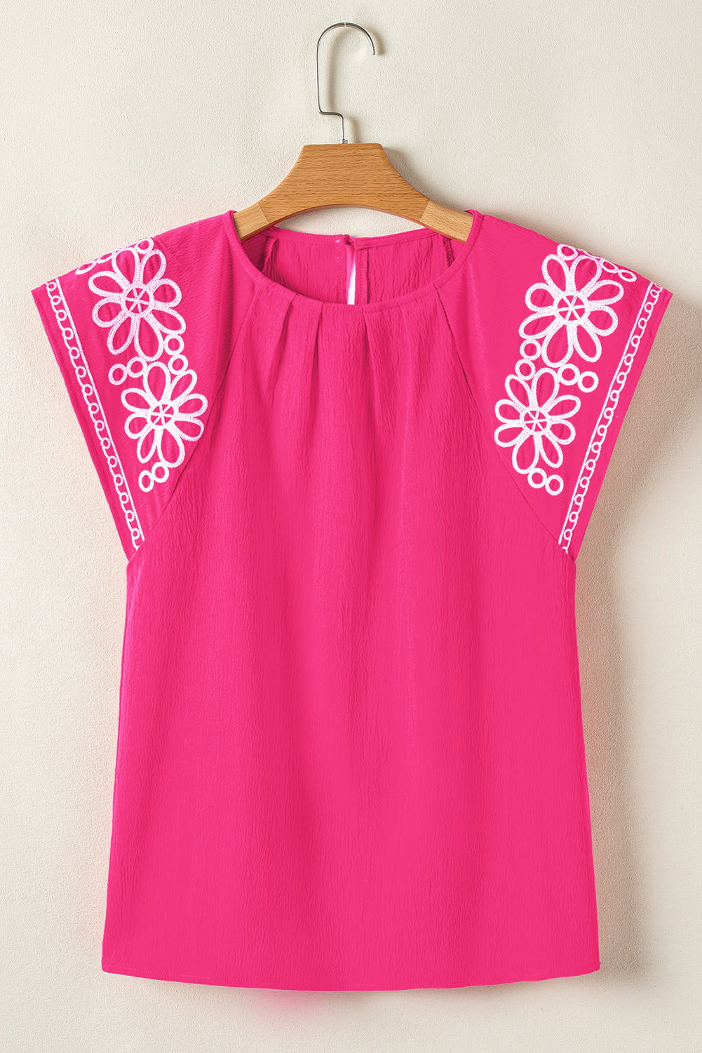 Murphy Floral Embroidered Sleeve Blouse Threaded Pear
