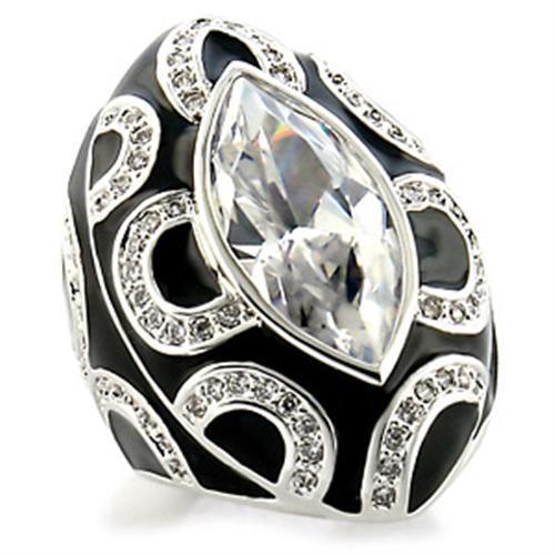 9W160 - Rhodium Brass Ring with AAA Grade CZ in Clear-0