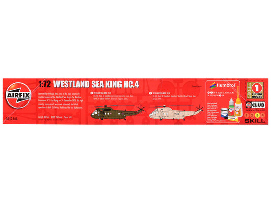 Level 3 Model Kit Westland Sea King HC.4 Helicopter with 2 Scheme Options 1/72 Plastic Model Kit by Airfix Airfix