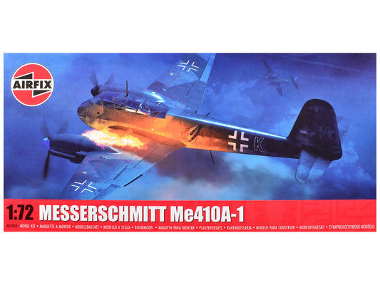 Level 2 Model Kit Messerschmitt Me410A-1 Fighter Aircraft with 2 Scheme Options 1/72 Plastic Model Kit by Airfix Airfix