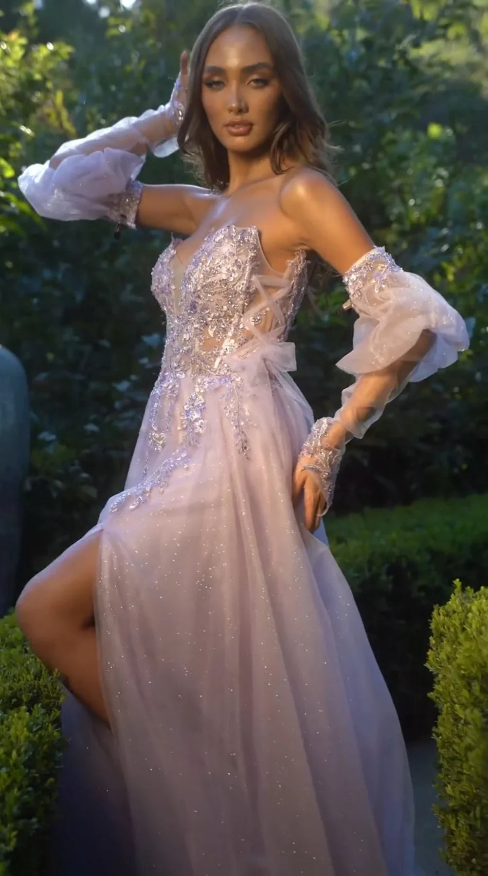 Strapless A-Line Layered Tulle Gown Tux-USA