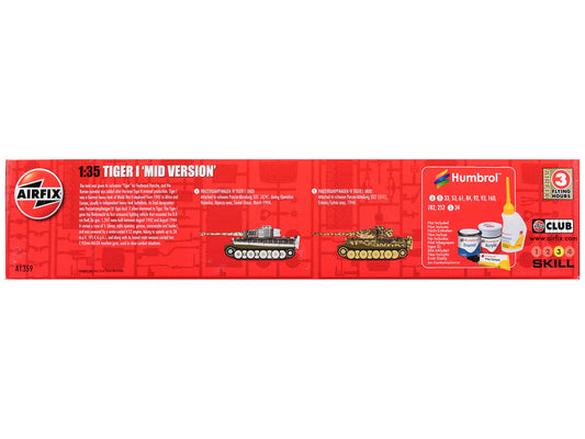 Level 3 Model Kit Tiger I "Mid Version" Tank with 2 Scheme Options 1/35 Plastic Model Kit by Airfix Airfix