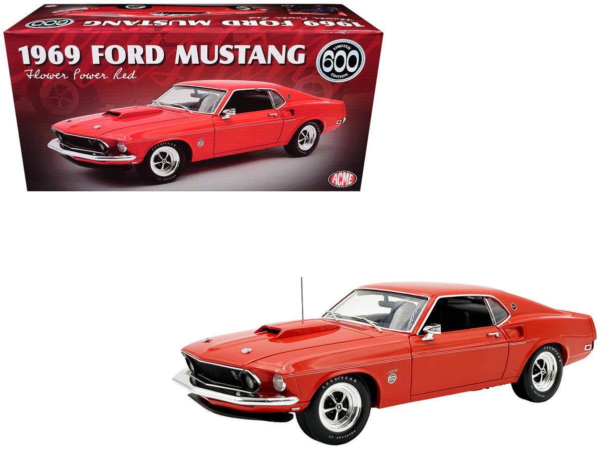 1969 Ford Mustang Limited Edition 600 Flower Power Red Limited Edition to 300 pieces Worldwide 1/18 Diecast Model Car by ACME-4