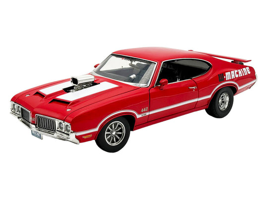 1970 Oldsmobile 442 W30 "W-Machine - Drag Outlaws" Red with White Stripes Limited Edition to 300 pieces Worldwide 1/18 Diecast Model Car by ACME Acme