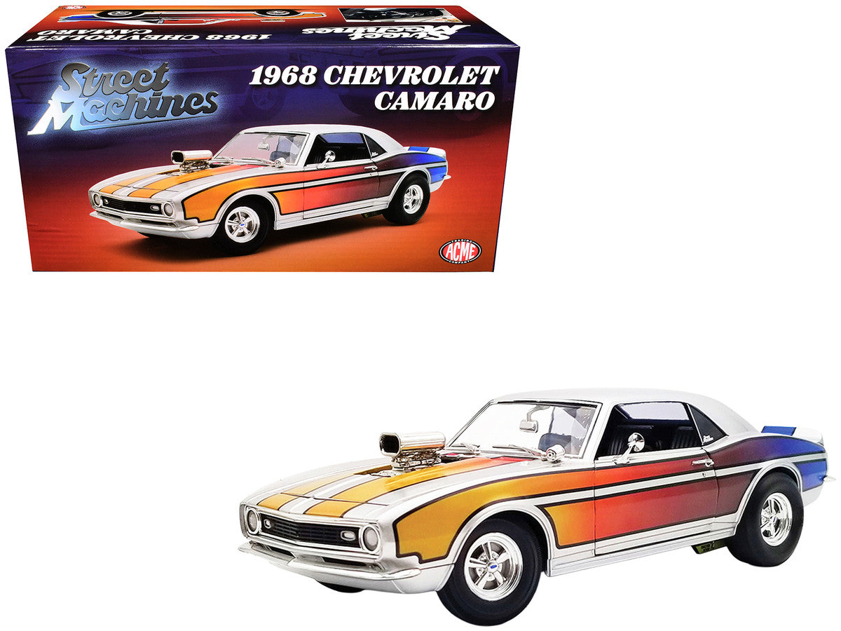 1968 Chevrolet Camaro "Street Machines" Silver Metallic with Graphics Limited Edition to 300 pieces Worldwide 1/18 Diecast Model Car by ACME Acme