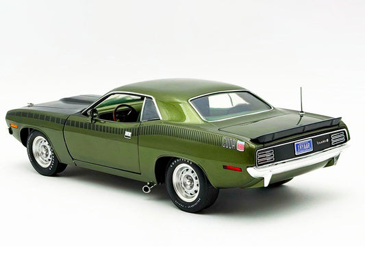 1970 Plymouth AAR Cuda Ivy Green Metallic with Black Stripes and Green Interior Limited Edition to 576 pieces Worldwide 1/18 Diecast Model Car by ACME Acme