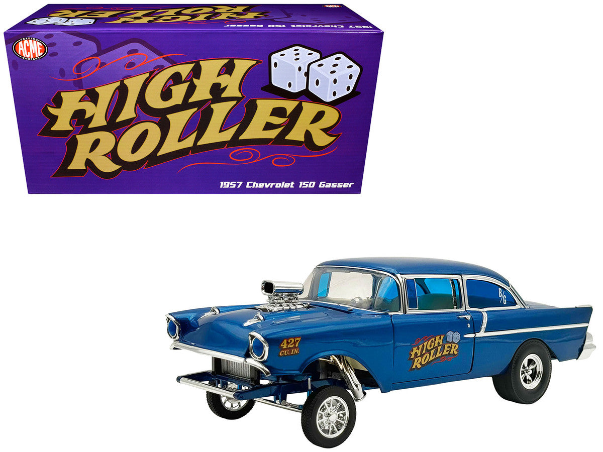 1957 Chevrolet 150 Gasser "High Roller" Blue Metallic Limited Edition to 300 pieces Worldwide 1/18 Diecast Model Car by ACME-3