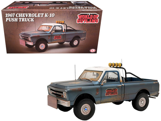 1967 Chevrolet K-10 Pickup Truck "World of Outlaws Push Truck" Blue (Rusted) with White Top Limited Edition to 378 pieces Worldwide 1/18 Model Car by ACME Acme