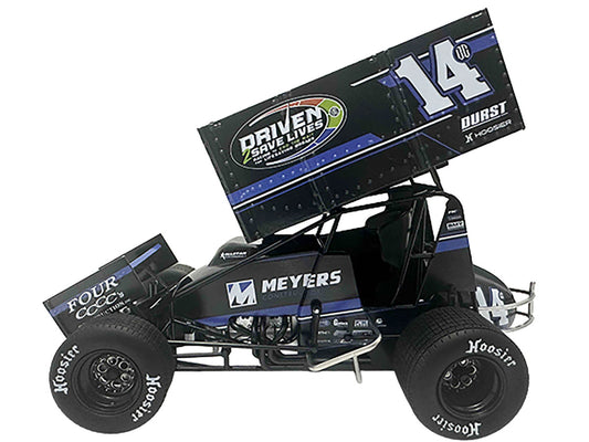 Winged Sprint Car #14CC Corey Day (Blue Version) "Driven 2 Save Lives" Jason Meyers Racing (2025) 1/18 Diecast Model Car by ACME-1